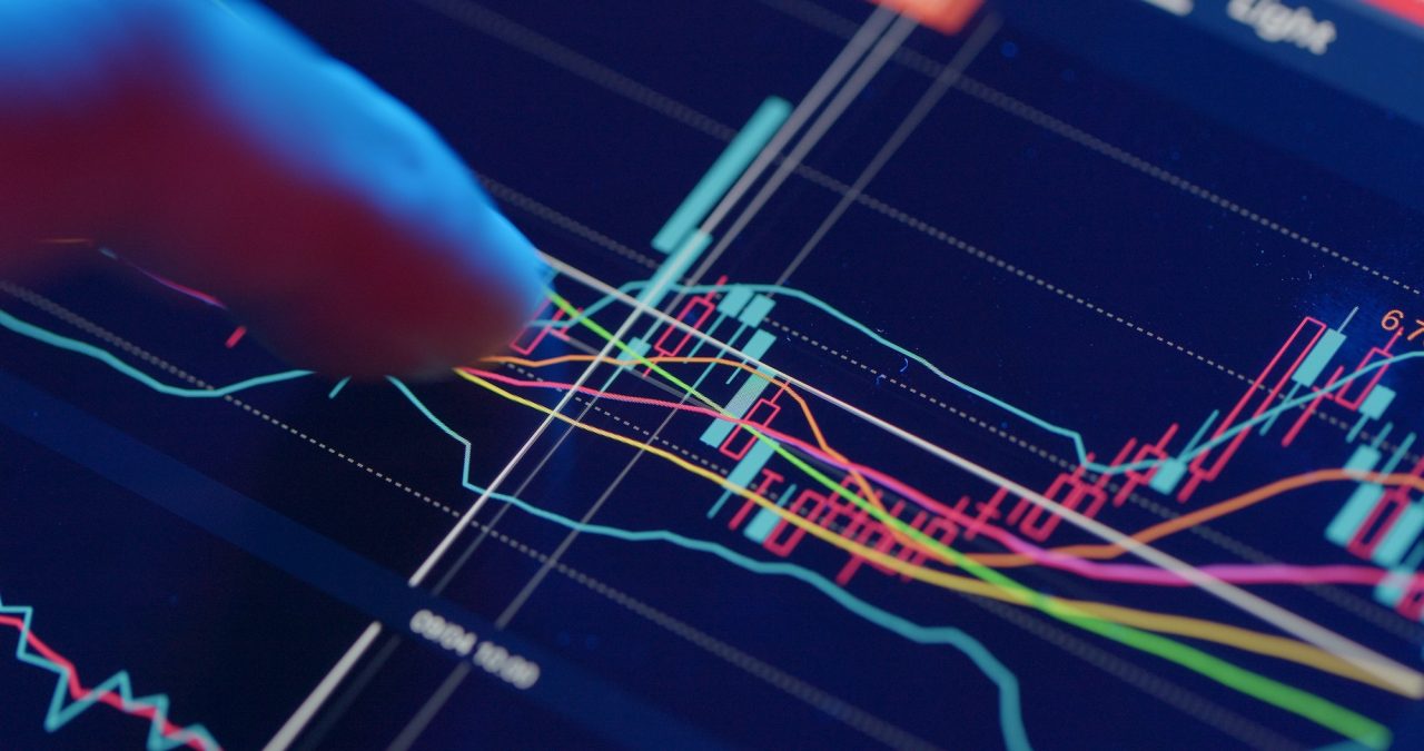 Stock market analysis on digital tablet